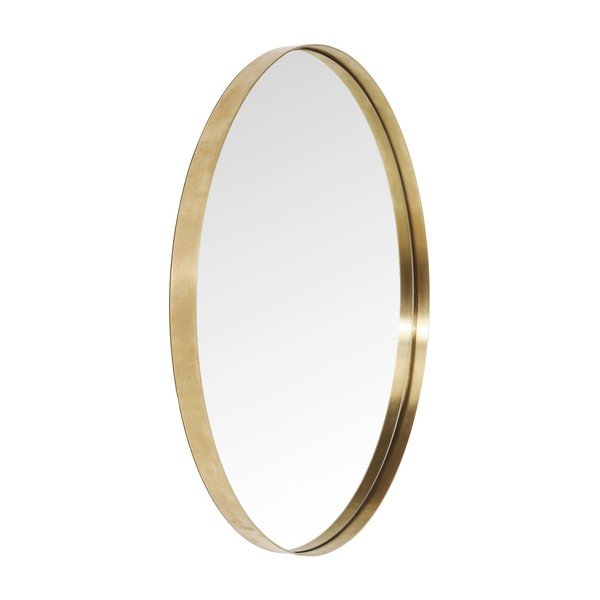 Okrúhle zrkadlo s rámom v mosadznej farbe Kare Design Round Curve, ⌀ 100 cm-image-1