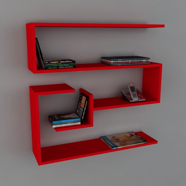 Polica Confier Book Red, 22x90x87 cm