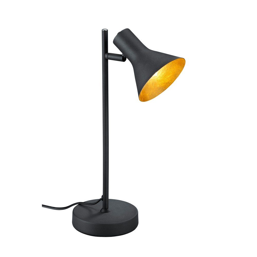 E-shop Čierna kovová stolová lampa s kovovým tienidlom (výška 39 cm) Nina – Reality