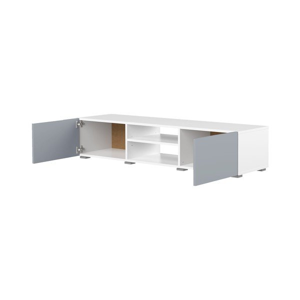 Sivo-biely TV stolík 140x31 cm Podium – TemaHome-image-3