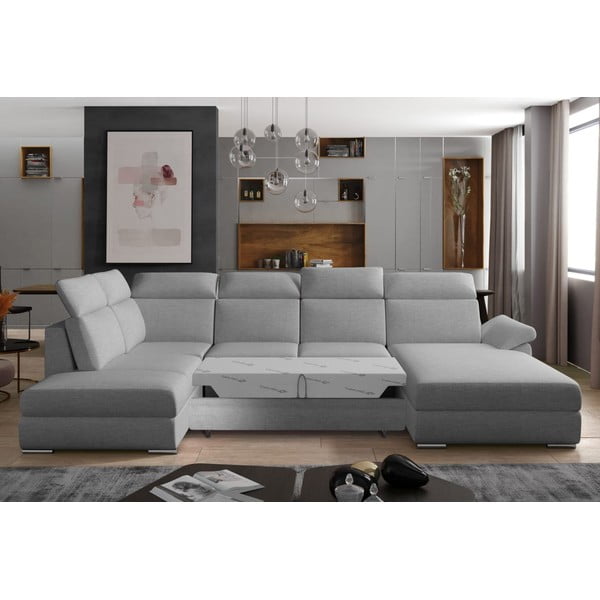 Svetlosivá rozkladacia rohová pohovka (ľavý roh/do tvaru "U") Evanell – ELTAP-image-2