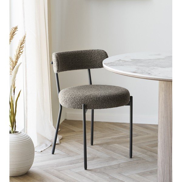 Hnedá čalúnená jedálenská stolička Badalona – House Nordic-image-1