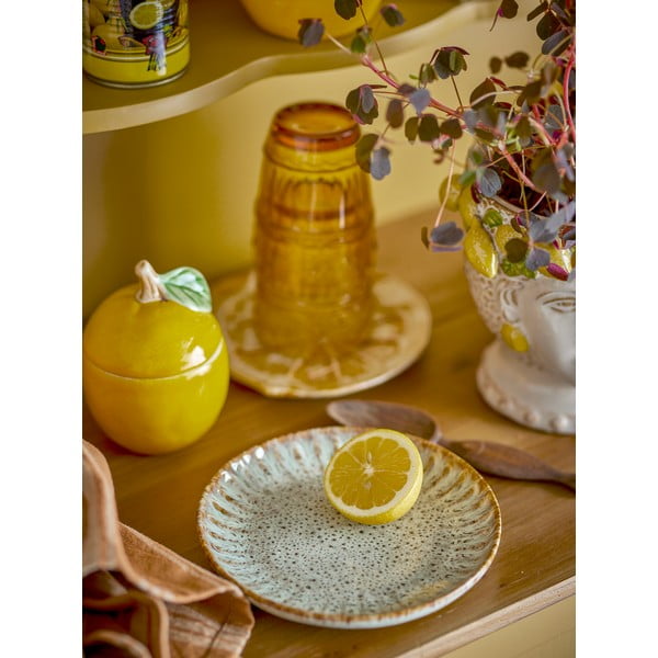 Modrý/béžový servírovací tanier z kameniny ø 17 cm Fleur – Bloomingville-image-1