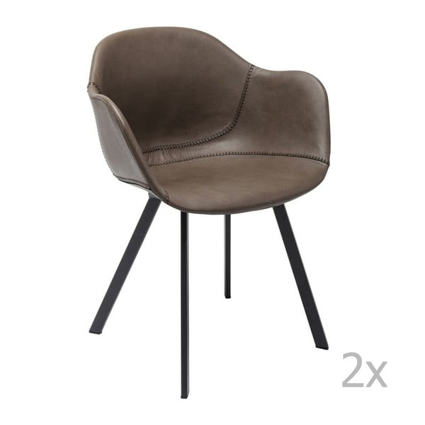 Sada 2 hnedých stoličiek s nohami z kovu Kare Design