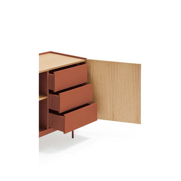 Nízka komoda v dekore duba v tehlovo-prírodnej farbe 130x78 cm Otto – Teulat-image-4