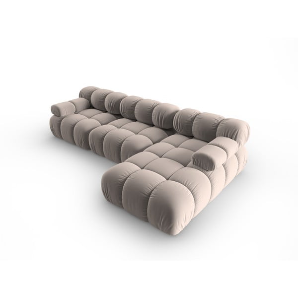 Svetlohnedá zamatová modulárna rohová pohovka (pravý roh) Bellis – Micadoni -image-4