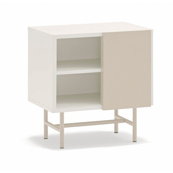 Béžový/krémovobiely matný nočný stolík s poličkami Nube – Teulat-image-3