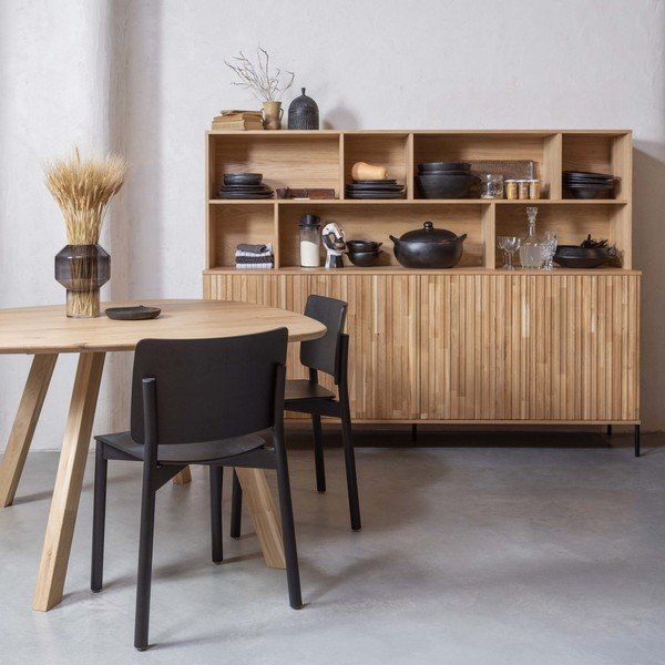 Knižnica v dekore duba v prírodnej farbe 200x150x44 cm Gravure – WOOOD-image-1