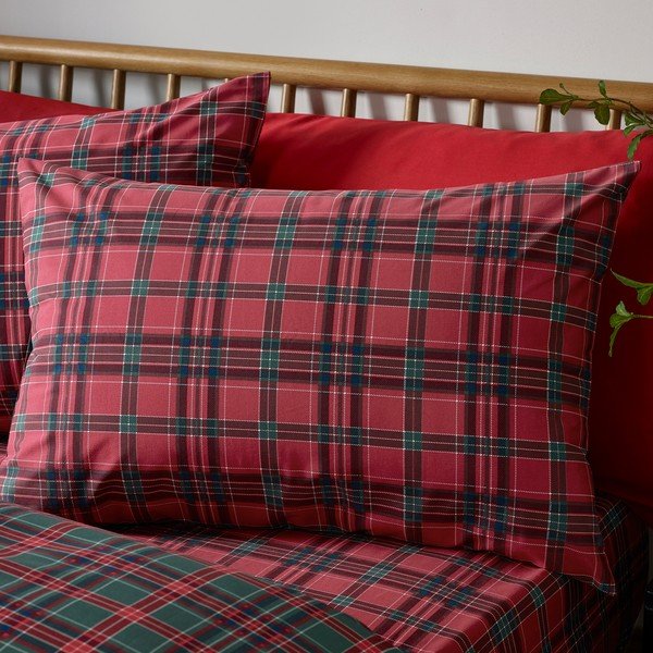 Červené/tmavozelené obliečky na jednolôžko 135x200 cm Tartan Check – Catherine Lansfield-image-3