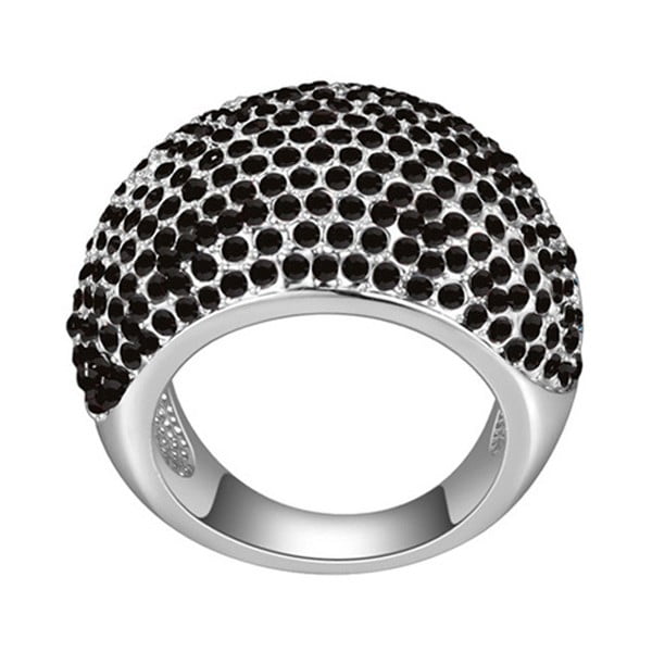 Prsteň s čiernymi krištáľmi Swarovski Elements Crystals Dome, velikost 52