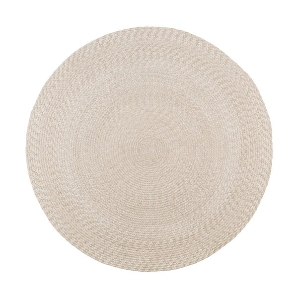 Krémový okrúhly vonkajší koberec z recyklovaných vlákien ø 180 cm Menorca – House Nordic