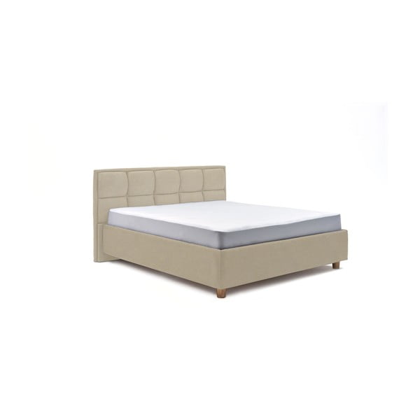 Béžová dvojlôžková posteľ s úložným priestorom PreSpánok Karme, 180 x 200 cm