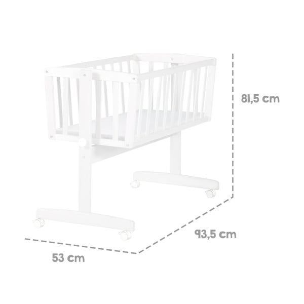 Biela kolíska na kolieskach 40x90 cm – Roba-image-2