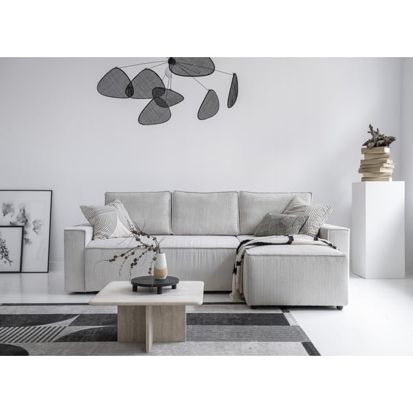 Biela menčestrová rozkladacia rohová pohovka (variabilná) Brave Dave – Miuform-image-1