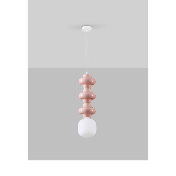 Biele/svetloružové keramické závesné svietidlo so skleneným tienidlom ø 18 cm Clio – Nova Luce-image-4