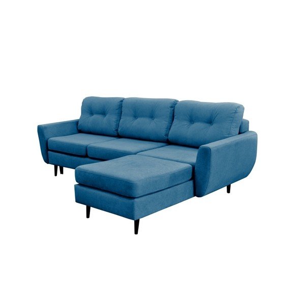 Tyrkysová rozkladacia pohovka s čiernymi nohami Mazzini Sofas Hortensia, pravý roh-image-4
