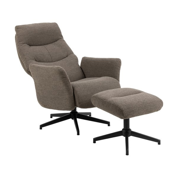 Sivo-hnedé relaxačné kreslo z textílie buklé London – Actona-image-3