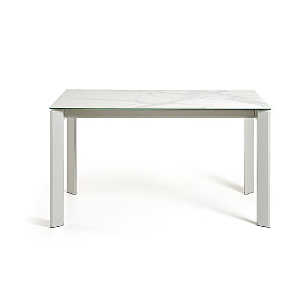 Bielo-sivý rozkladací jedálenský stôl Kave Home Atta, 140 x 90 cm