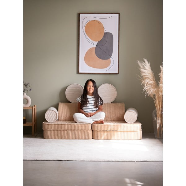 Svetlohnedá menčestrová detská pohovka 132 cm Settee – Wigiwama-image-4