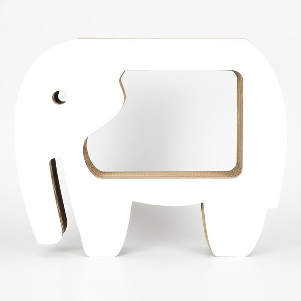 Biely kartónový stolík v tvare slona Dekorjinal Pouff Elephant, 60 x 49 cm