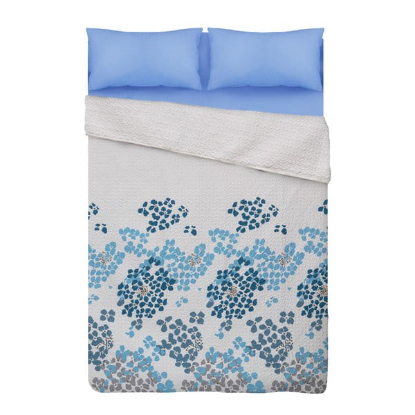 Modro-biela prikrývka cez posteľ z mikrovlákna Unimasa, 235 x 260 cm