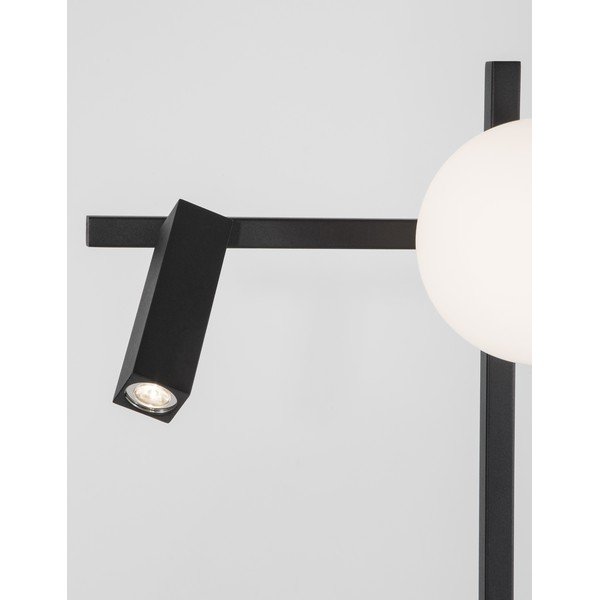 Biela/čierna kovová LED stojacia lampa s ohýbateľnou konštrukciou so skleneným tienidlom (výška  150 cm) Joline – Nova Luce-image-3