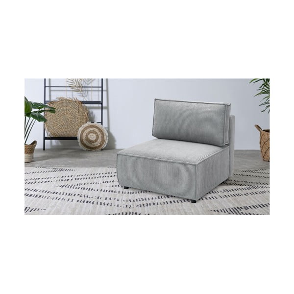 Svetlosivý menčestrový modul pohovky (stredový diel) Nihad modular – Bobochic Paris-image-1