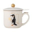 Krémový hrnček s vianočným motívom so sitkom z kameniny 300 ml Valentin – Bloomingville