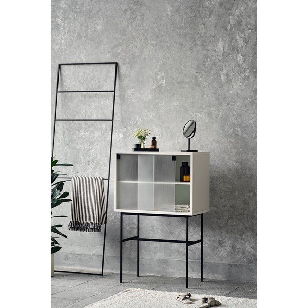 Sivobéžová vitrína s posuvnými dverami 70x109x40 cm Lekko – noo.ma-image-1