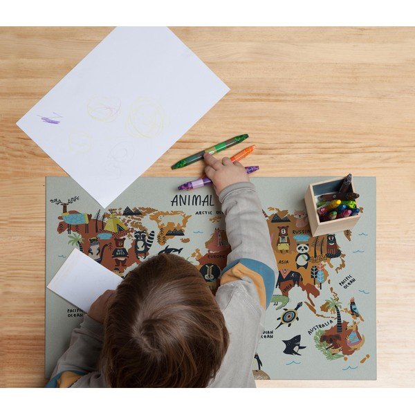 Podložka na stôl Really Nice Things Animals Worldmap, 55 x 35 cm-image-1