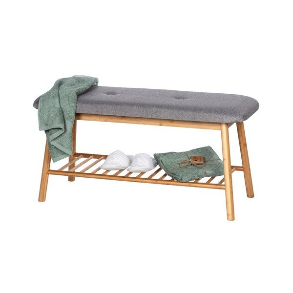 Sivo-hnedá bambusová skrinka na topánky s lavicou Bahari – Wenko-image-3