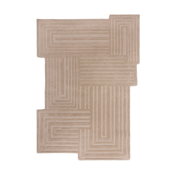 Béžový ručne tkaný vlnený koberec 120x170 cm Zen Rectangles – Flair Rugs