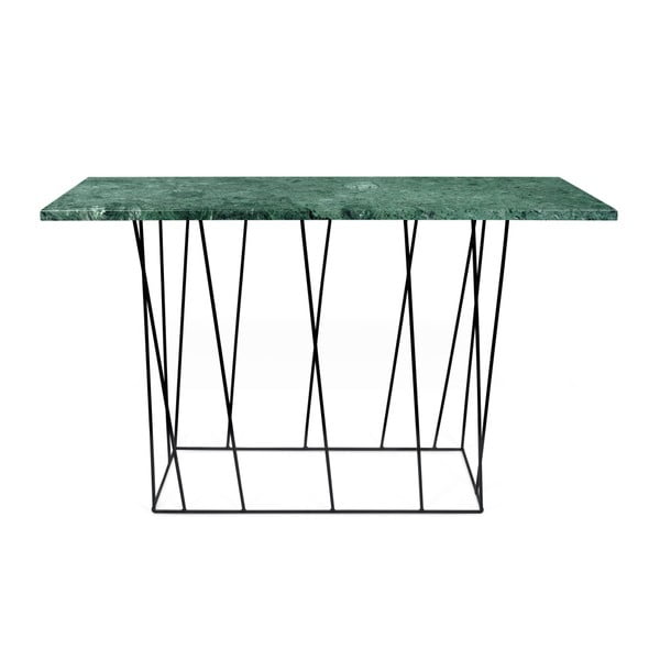 Zelený mramorový konzolový stolík s čiernymi nohami TemaHome Heli×