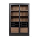 Vitrína z borovicového dreva s posuvnými dverami v čierno-prírodnej farbe 125x200 cm James – WOOOD