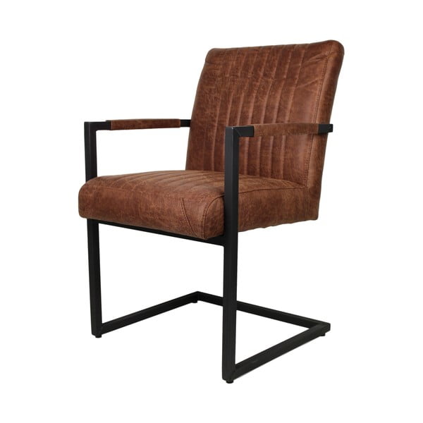 Svetlohnedá jedálenská stolička s koženým poťahom a opierkami HSM Collection Texas