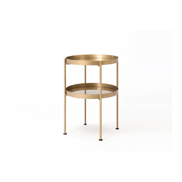 Príručný oceľový stolík s policou v zlatej farbe Custom Form Hanna, ⌀ 40 cm