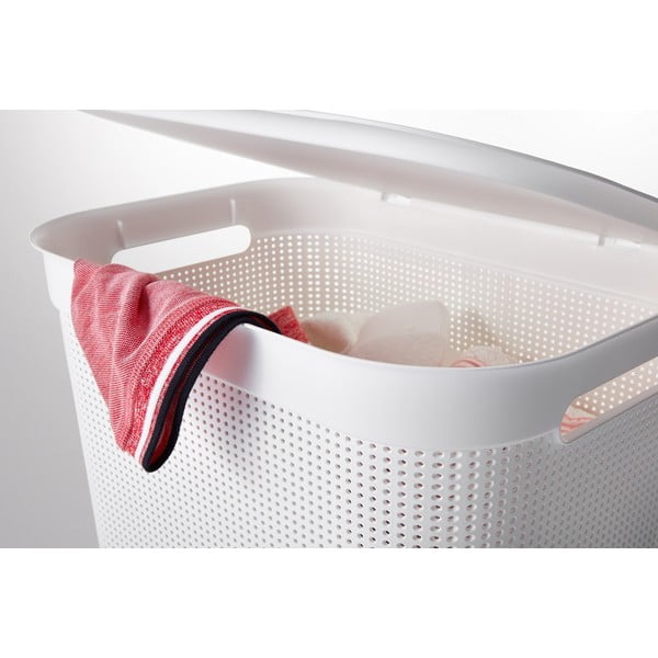 Biely plastový kôš na bielizeň 50 l Brisen - Rotho-image-4