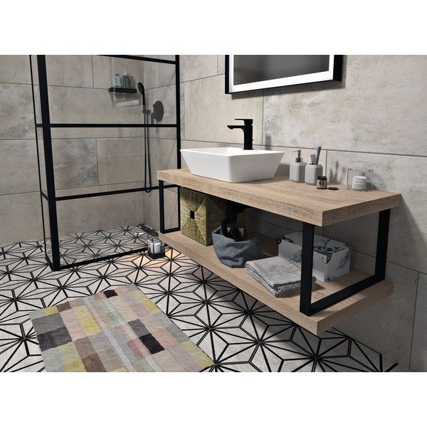 Čierna oceľová podpera pracovnej dosky 49x4 cm – Sapho-image-1