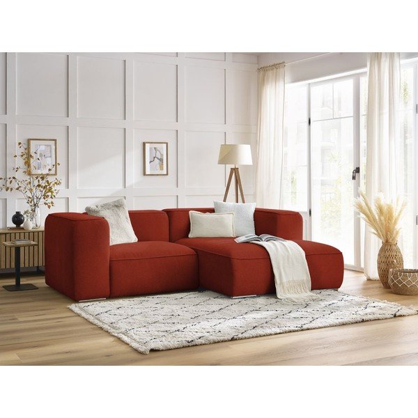 Rohová pohovka z textílie buklé v tehlovej farbe (pravý roh) Zephyr – Bobochic Paris-image-1