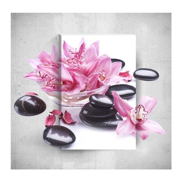 Nástenný 3D obraz Mosticx Pink Flowers With Pebbles, 40 × 60 cm