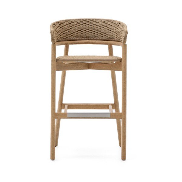 Drevená záhradná barová stolička v prírodnej farbe Arinella – Kave Home-image-2