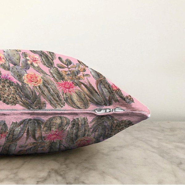 Ružová obliečka na vankúš s prímesou bavlny Minimalist Cushion Covers Blooming Cactus, 55 x 55 cm-image-1