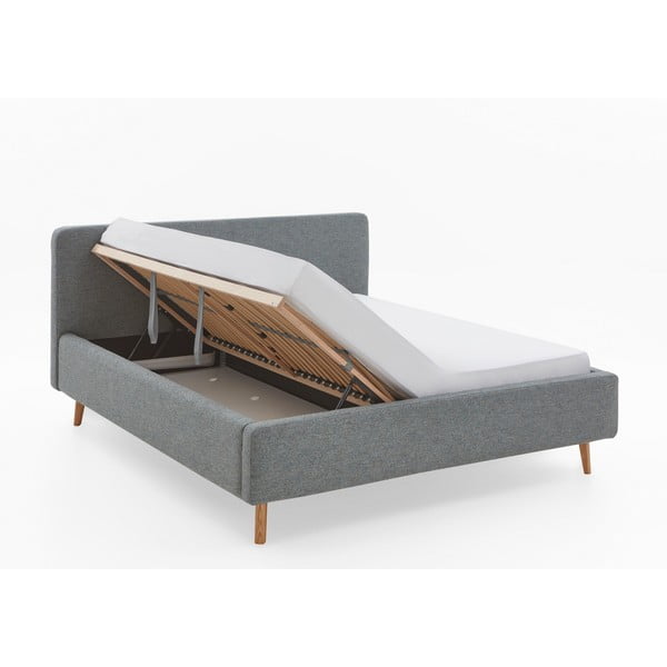 Tmavosivá čalúnená dvojlôžková posteľ s úložným priestorom s roštom 180x200 cm Mattis – Meise Möbel-image-2