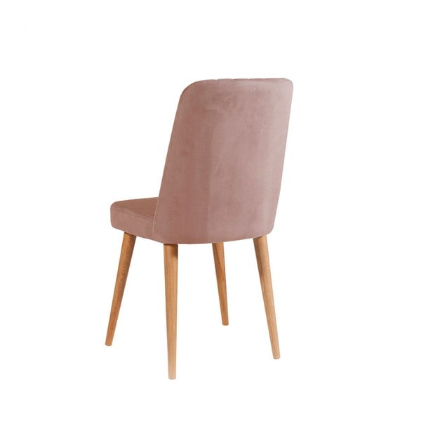 Svetloružová zamatová jedálenská stolička Stormi Sandalye – Kalune Design-image-1