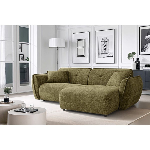 Zelená ženilková rohová pohovka (pravý roh/s leňoškou) Nelia – Ropez-image-1