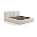 Krémovobiela čalúnená dvojlôžková posteľ s úložným priestorom s roštom 180x200 cm Simon Darren – Micadoni 