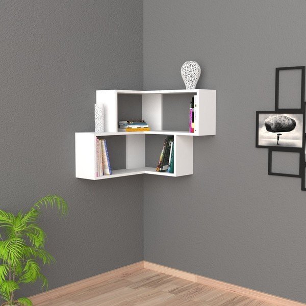 Biela rohová nástenná polica Corner-image-1