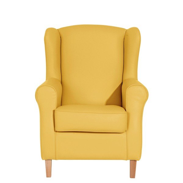 Žlté kreslo ušiak z imitácie kože Max Winzer Lorris Leather Corn-image-2