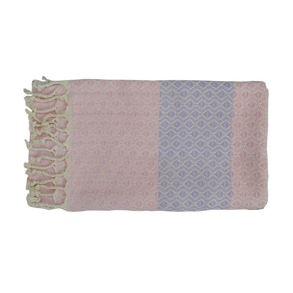Ružová ručne tkaná osuška z prémiovej bavlny oasa, 100 × 180 cm