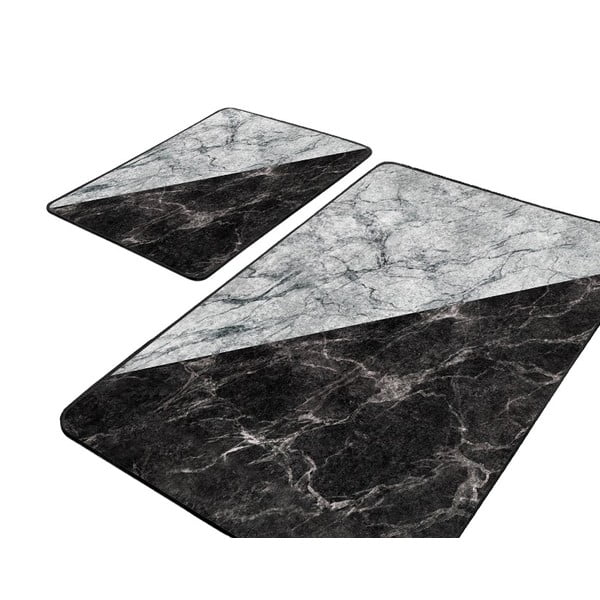 Čiernobiele kúpeľňové predložky v súprave 2 ks 60x100 cm - Mila Home-image-4